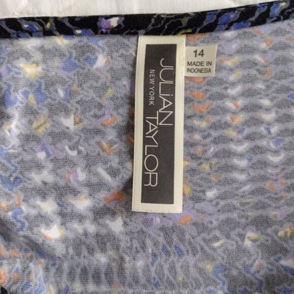 Julian Taylor Women's 14 Draped Front 3/4 Sleeve Beautiful Multi Color Blouse - Picture 3 of 9